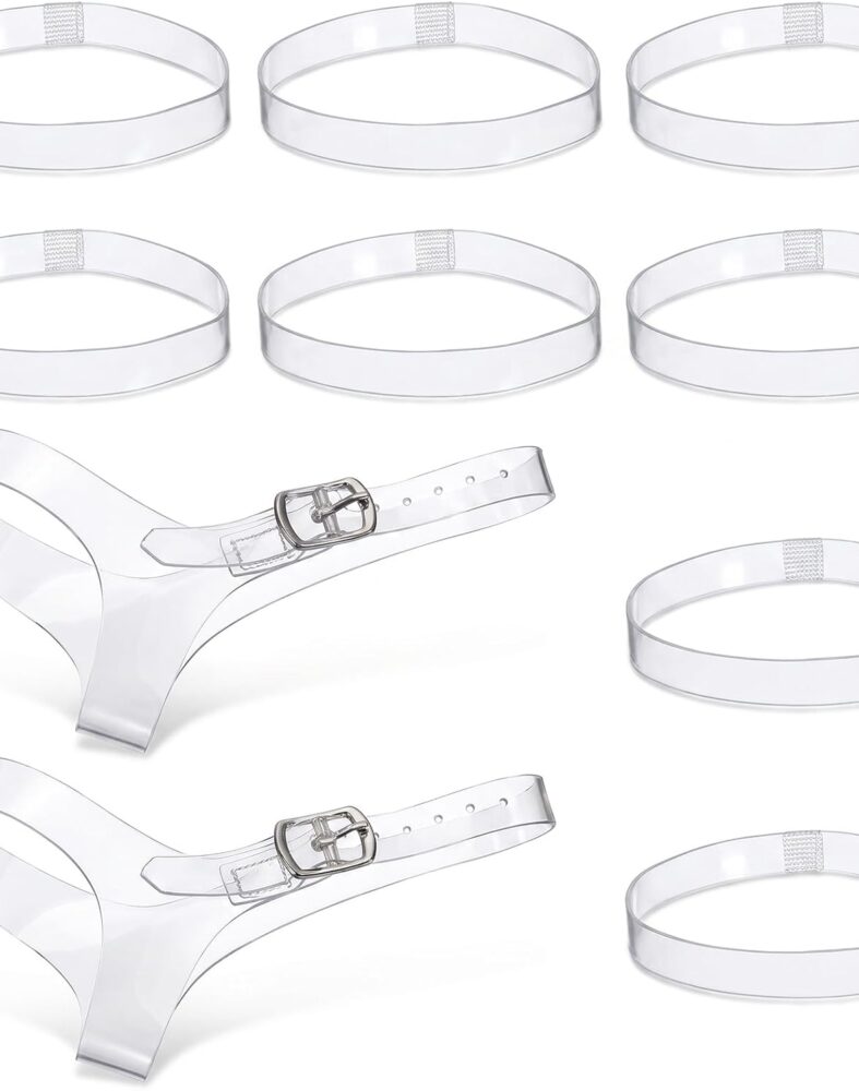 5 Pairs Shoe Straps for High Heels, Clear Transparent Adjustable Elastic Anti Loose Detachable Shoe Belt Ankle Strap for Women Loose Heels Invisible Replacement Shoelace Accessories